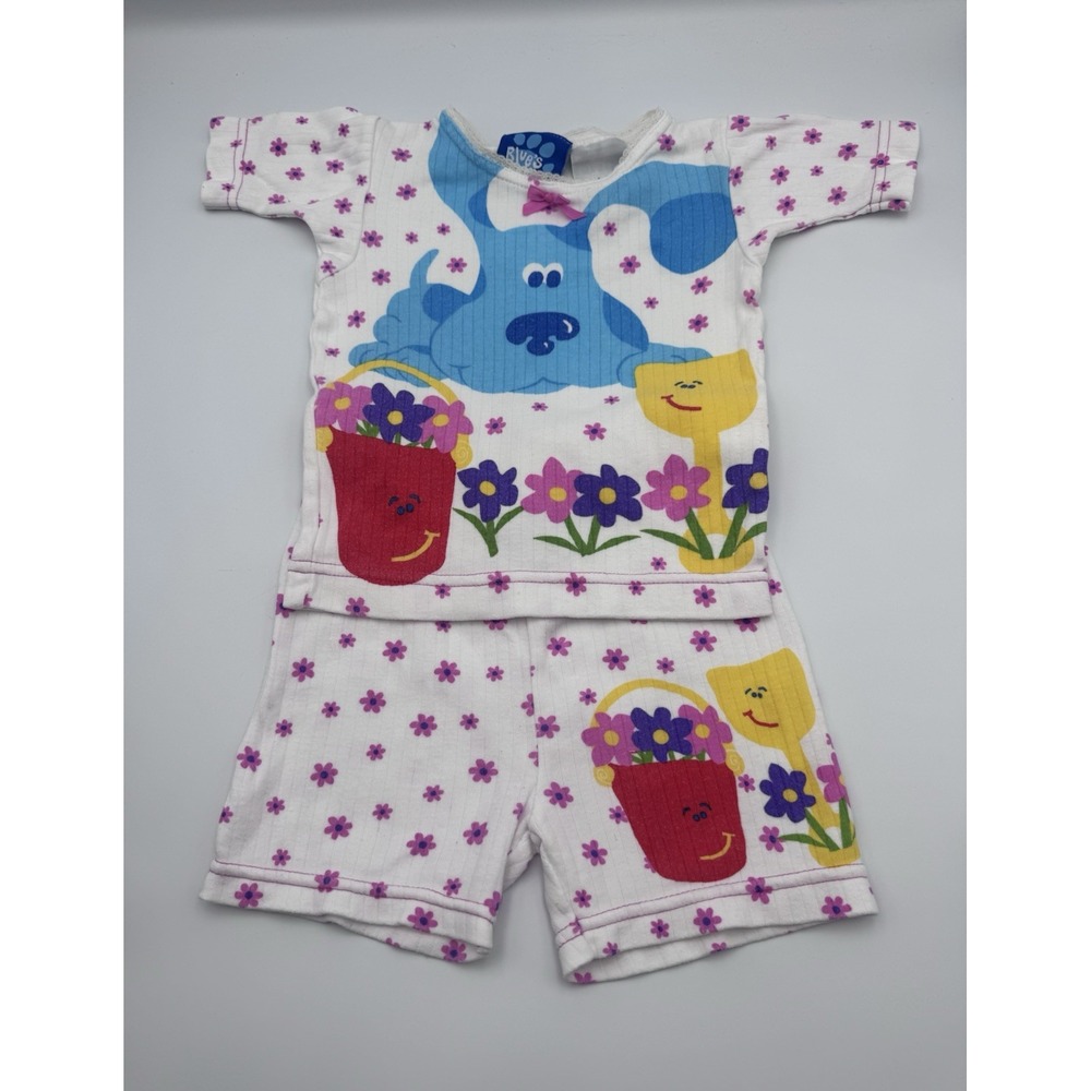 Vintage RARE 1999 Blues Clues Girls 2t 2 Piece Set Shorts and Short Sleeve Top